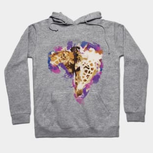 Cute Giraffe Love Baby Animal Watercolor Painting Hoodie